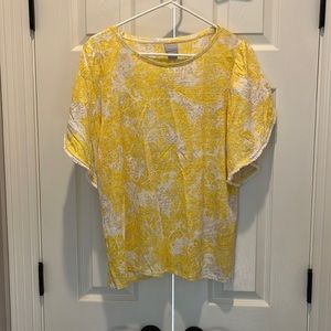 Chicos yellow patterned Paisley top for sale size large